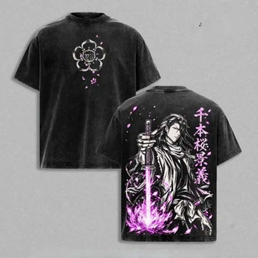 Vintage Summer Clothing Men - Camiseta Kuchiki Byakuya BLEACH Anime Vintage