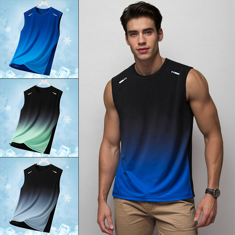Summer Clothing For Teens - Camiseta Esportiva Masculina Gradiente Leve Sem
