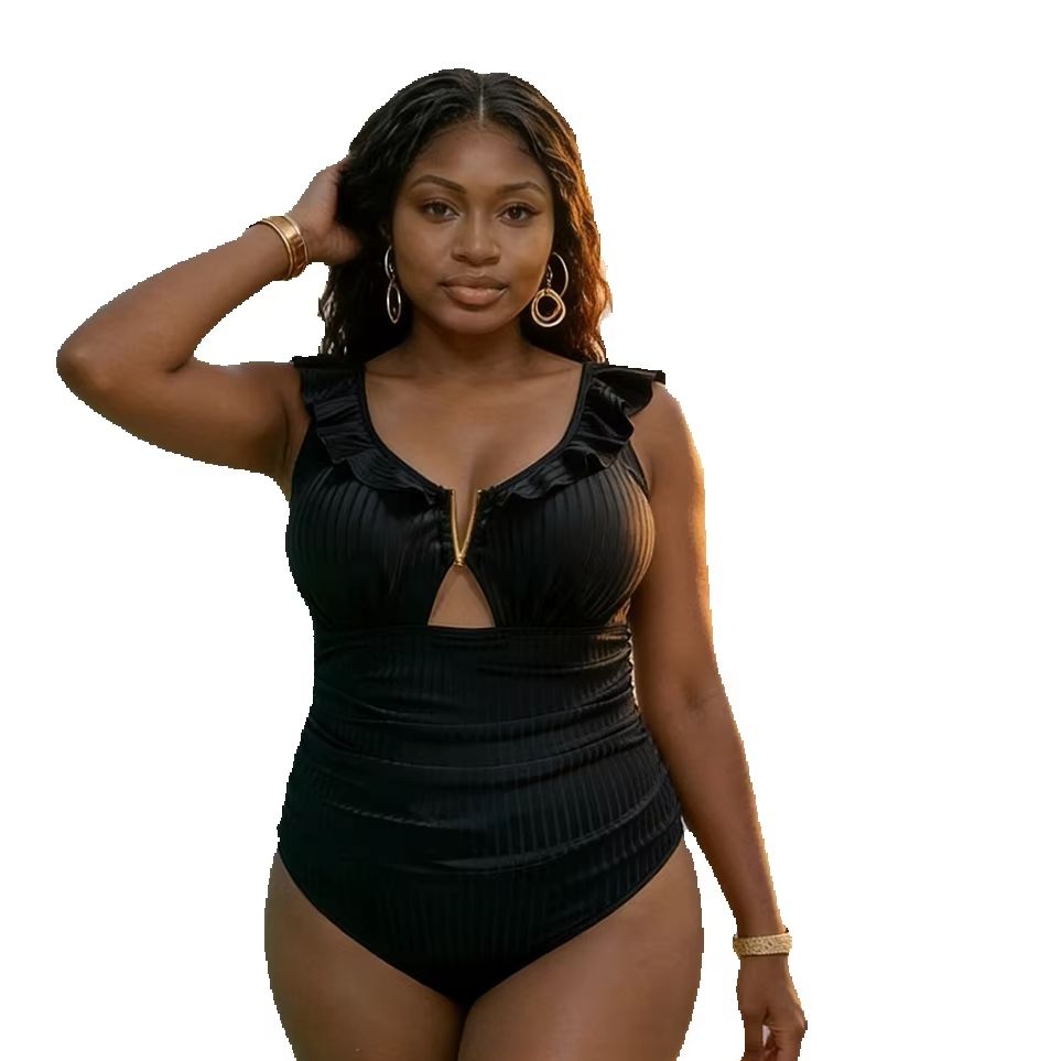 Swimsuit One Piece - Maiô feminino plus size com babados,