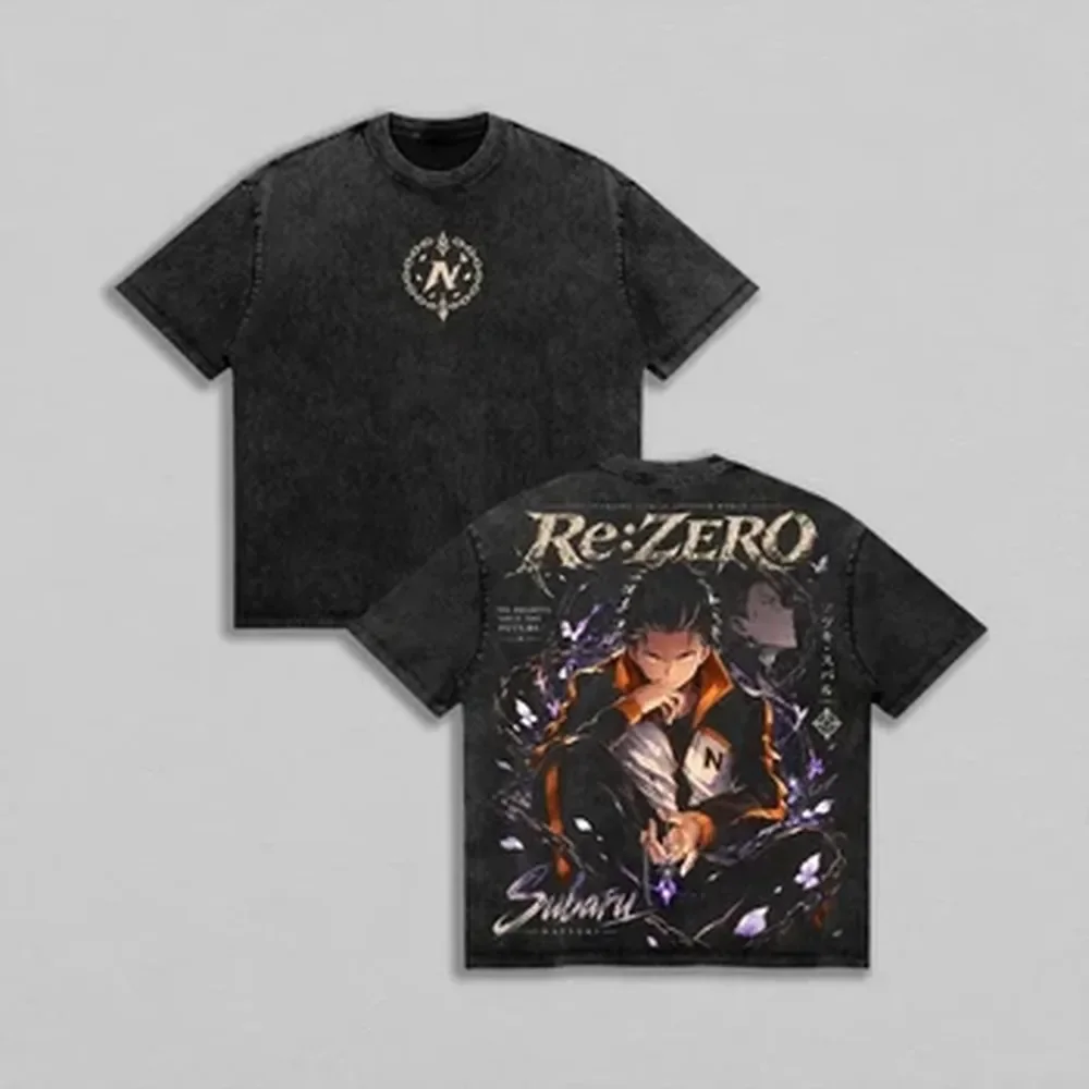 Vintage Summer Clothing Men - Camiseta de Anime Natsuki Subaru Re:Zero,