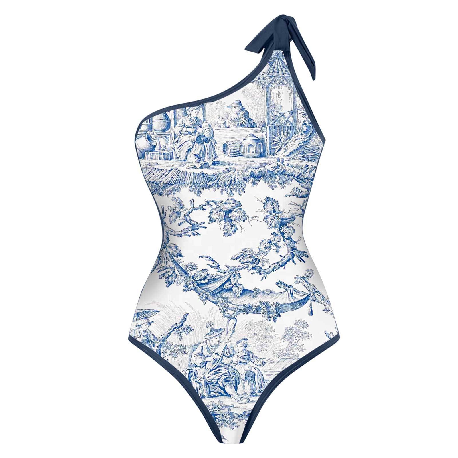 Swimsuit One Piece - Biquíni Feminino Tankini Azul e Branco