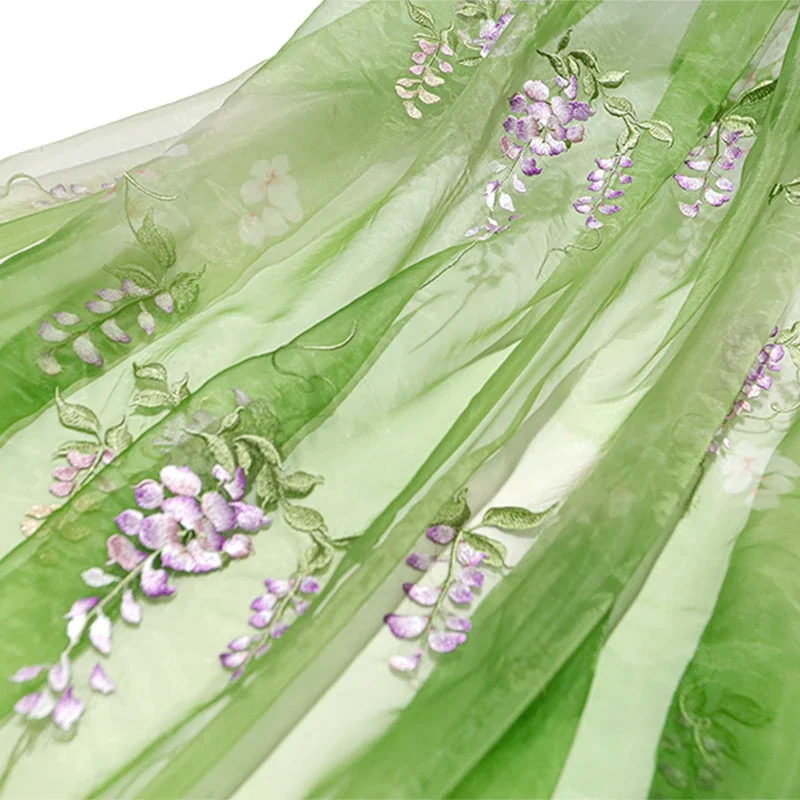 Summer Clothing For Babies - Tecido bordado de glicínias diy hanfu