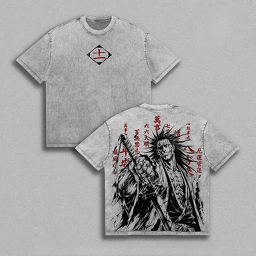 Vintage Summer Clothing Men - Camiseta Vintage Zaraki Kenpachi do Anime