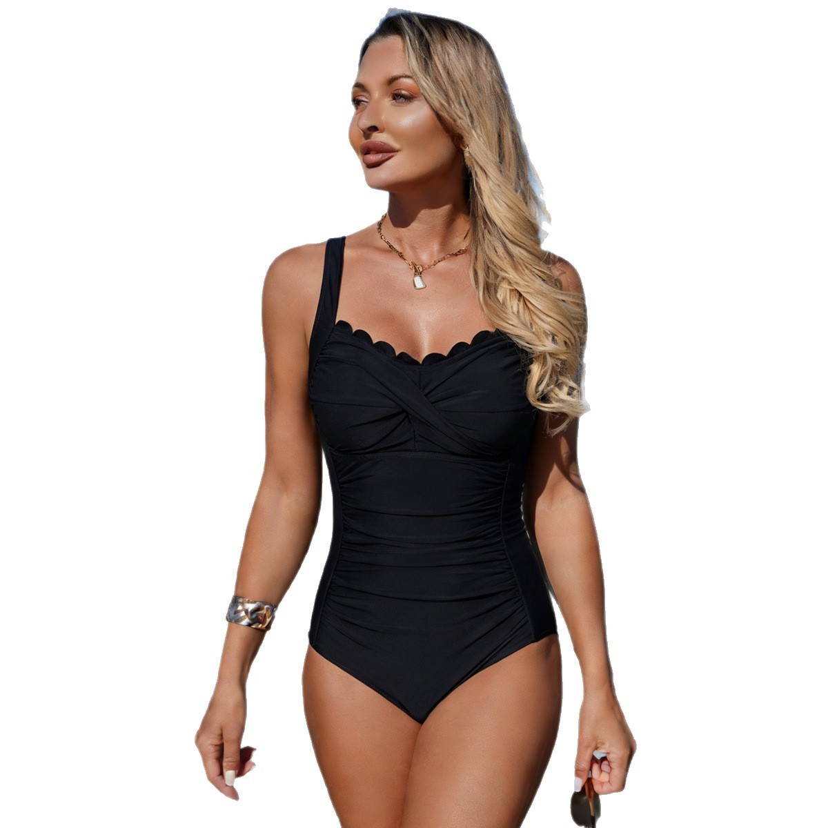 Maiô Preto com Decote Ondulado - Swimsuit One Piece avaliação e preço