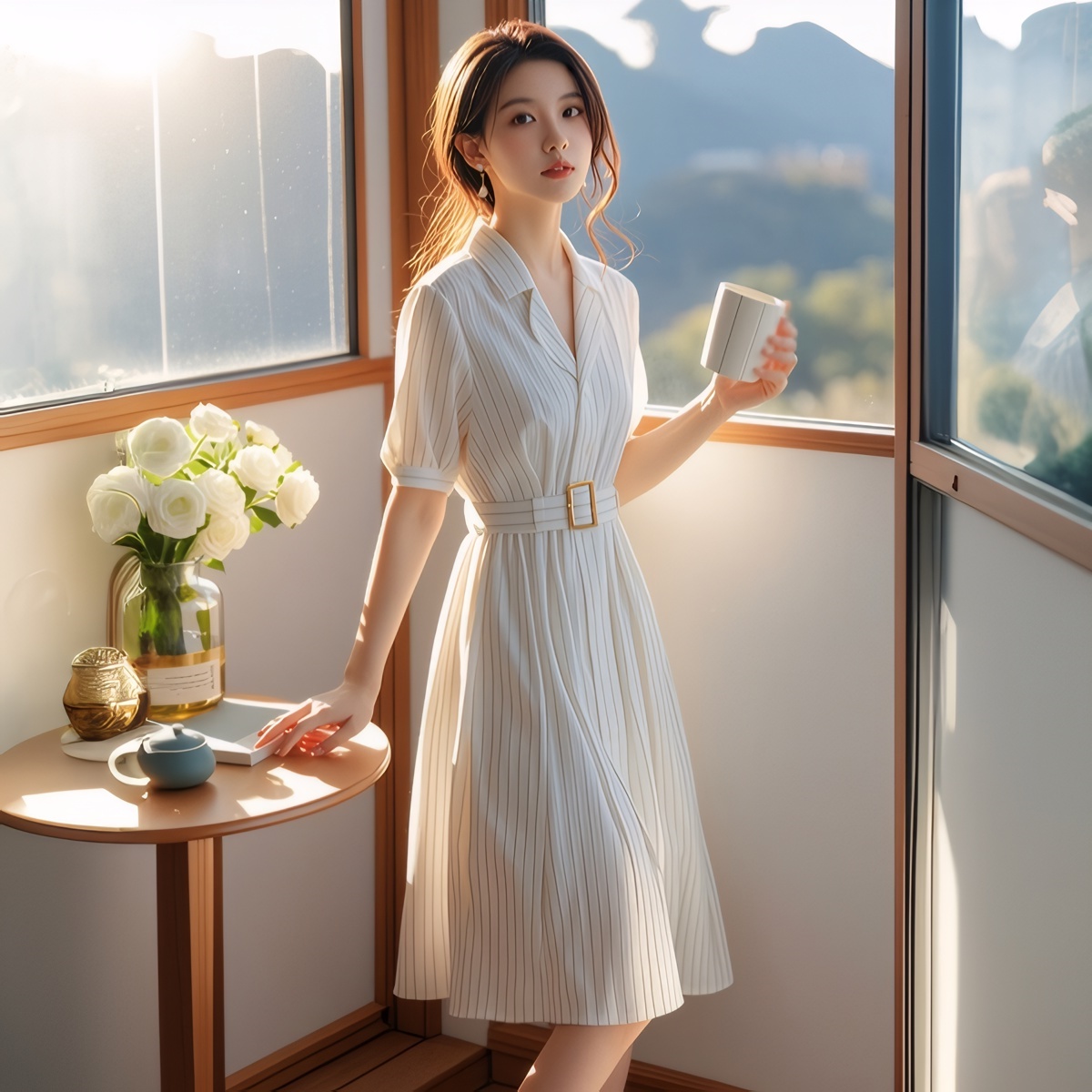 Vestido Listrado de Cintura Al - Summer Line Clothing Brand avaliação e preço