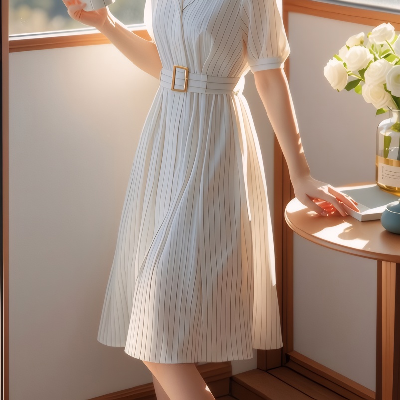 Vestido Listrado de Cintura Al - Summer Line Clothing Brand avaliação e preço